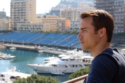 At the Port of Monaco with the GP installations in the background