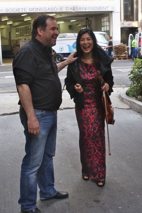 Producer Federic Bovis with Zhang Zhang at the Monaco Sanitation Center