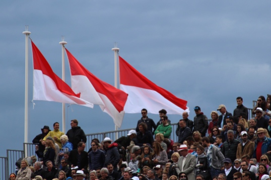 Monaco flags against a stormy sky Apr.19, 2015 @CelinaLafuenteDeLavotha